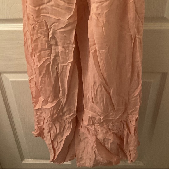 🆕Pink Off The Shoulder Flounced Flowy Ruffled Maxi Dress With Tasseled Belt - Picture 9 of 14